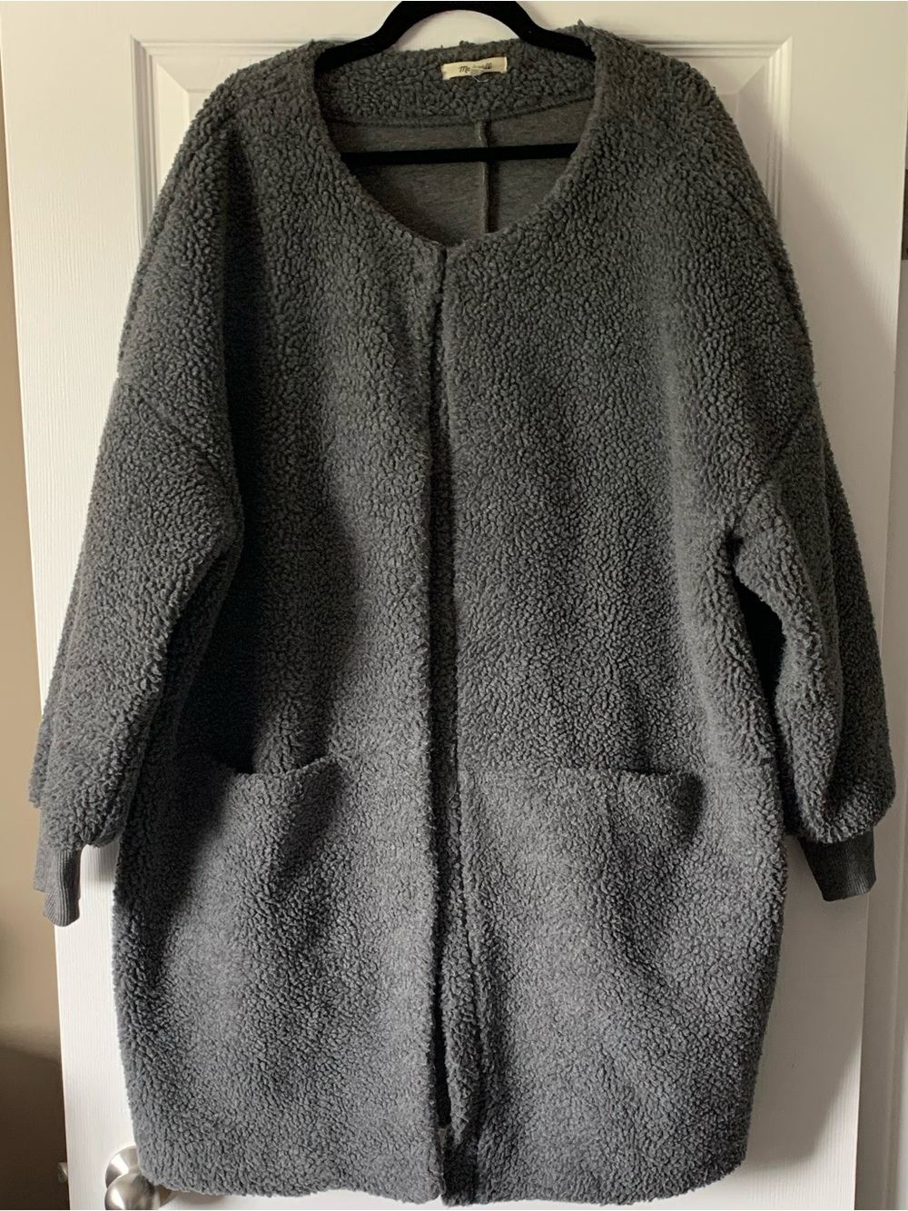 Oversized Madewell Charcoal Teddy Coat with Front Pockets